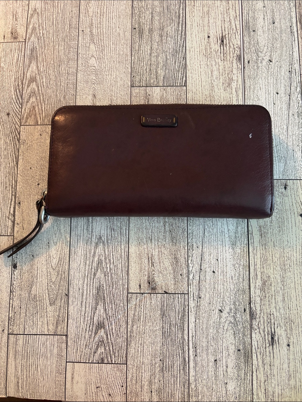 Vera Bradley Dark Brown Leather Zip-Around Wallet